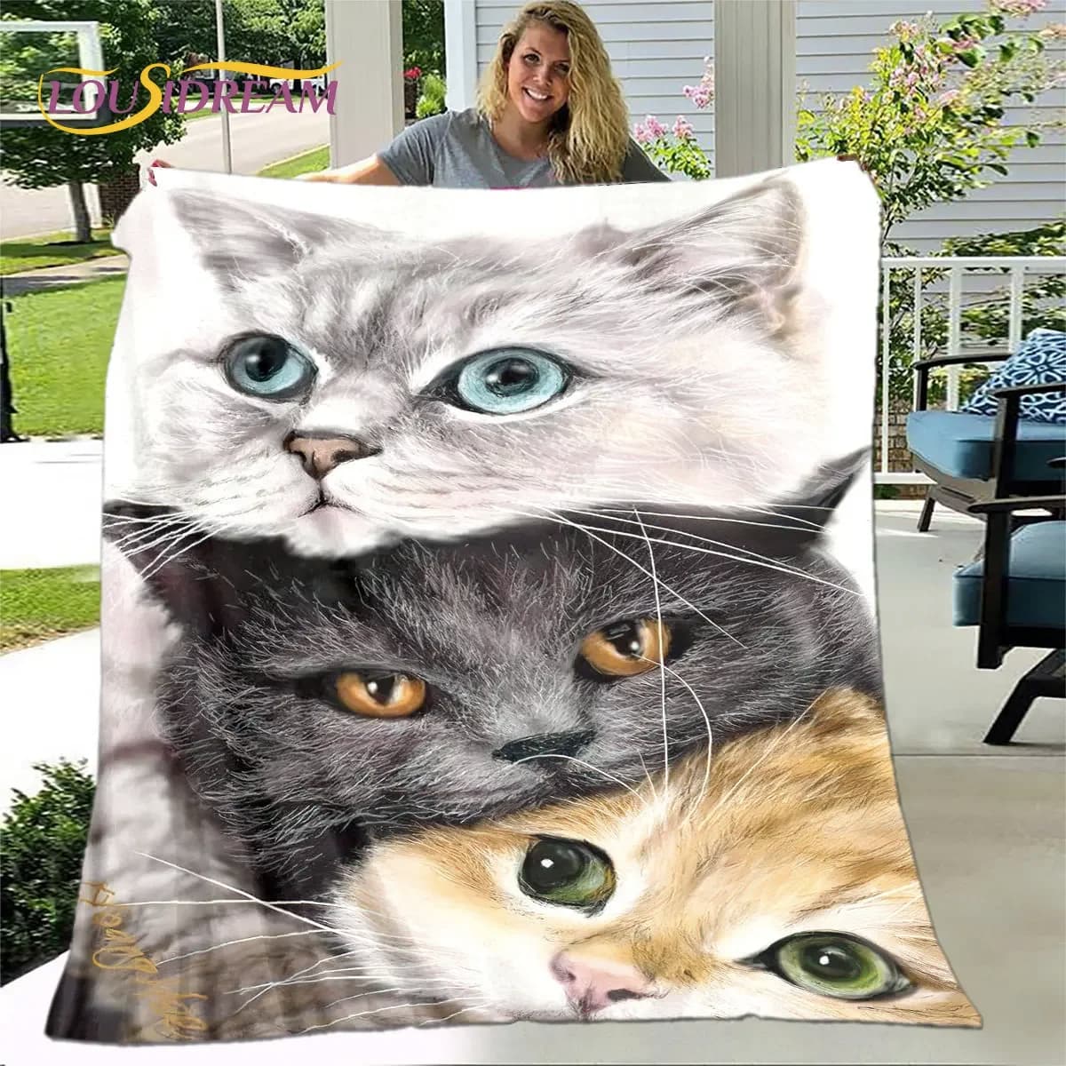 Coperta per gatti gotici simpatico cartone animato 3D, coperta in flanella, coperta calda per bambini per la casa, soggiorno, camera da letto, letti, divano