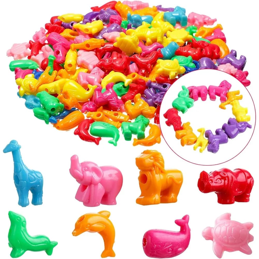 10/30/60pcs Multi-color Animal Shaped Beads Plastic Marine Land Animal Beads for DIY Bracelet Necklace Pendant Making