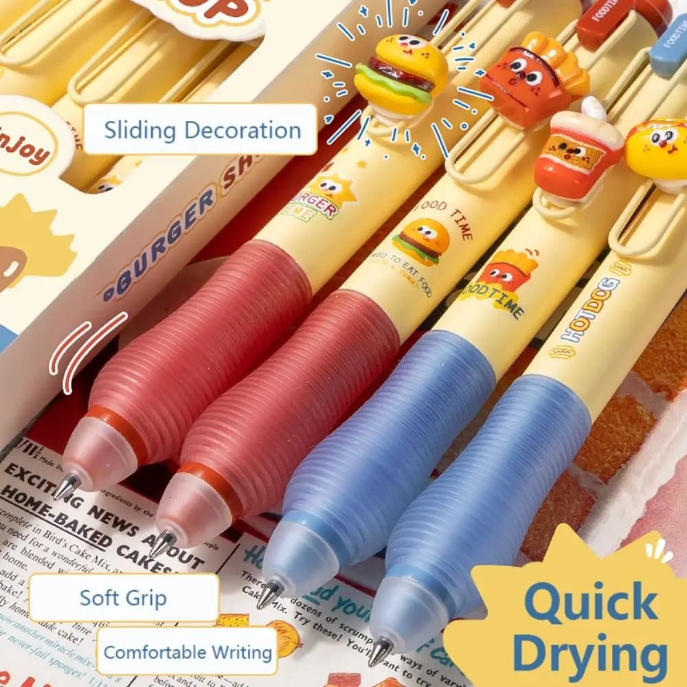 4 Pz/scatola Del Fumetto Cancellabile Presse Penna Gel Ad Asciugatura Rapida Penna Neutra 0.5mm Nero/Blu Inchiostro Penna A Sfera Studente Strumento di Scrittura
