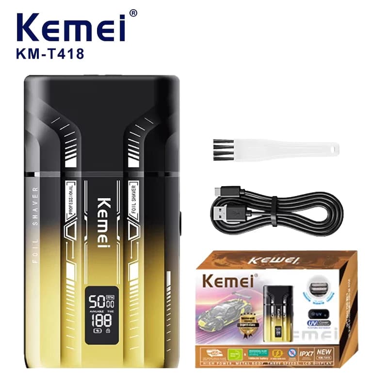 KEMEI KM-T418 Electric Shaver Reciprocating 2-Blade Men's Beard Shaver Reciprocating UV Waterproof Shaving Trimmer
