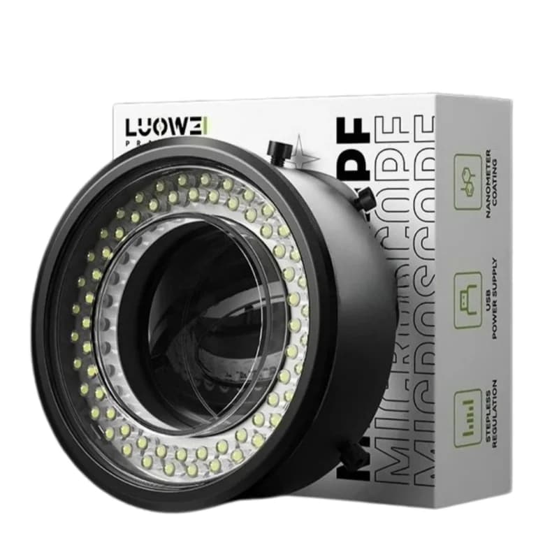 Anello luminoso polarizzato con interfaccia USB HD per microscopio stereo/industriale - 64 perline LED dimmerabili antiriflesso riducono il riflessione
