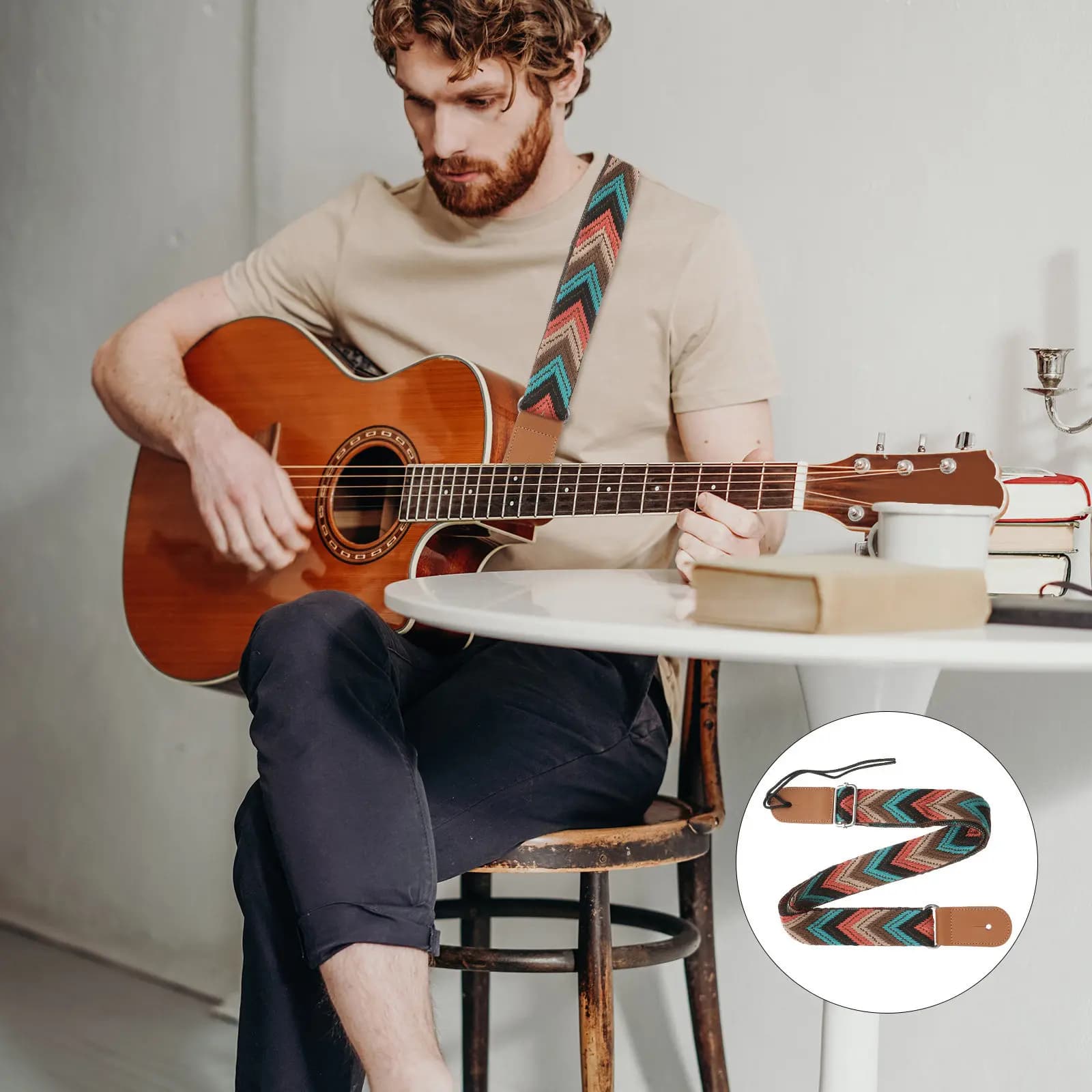 Tracolla Regolabile per Ukulele, Cinghia per Strumento Musicale Stile Bohemien, per Ukulele Soprano, Concerto, Tenore, Baritono