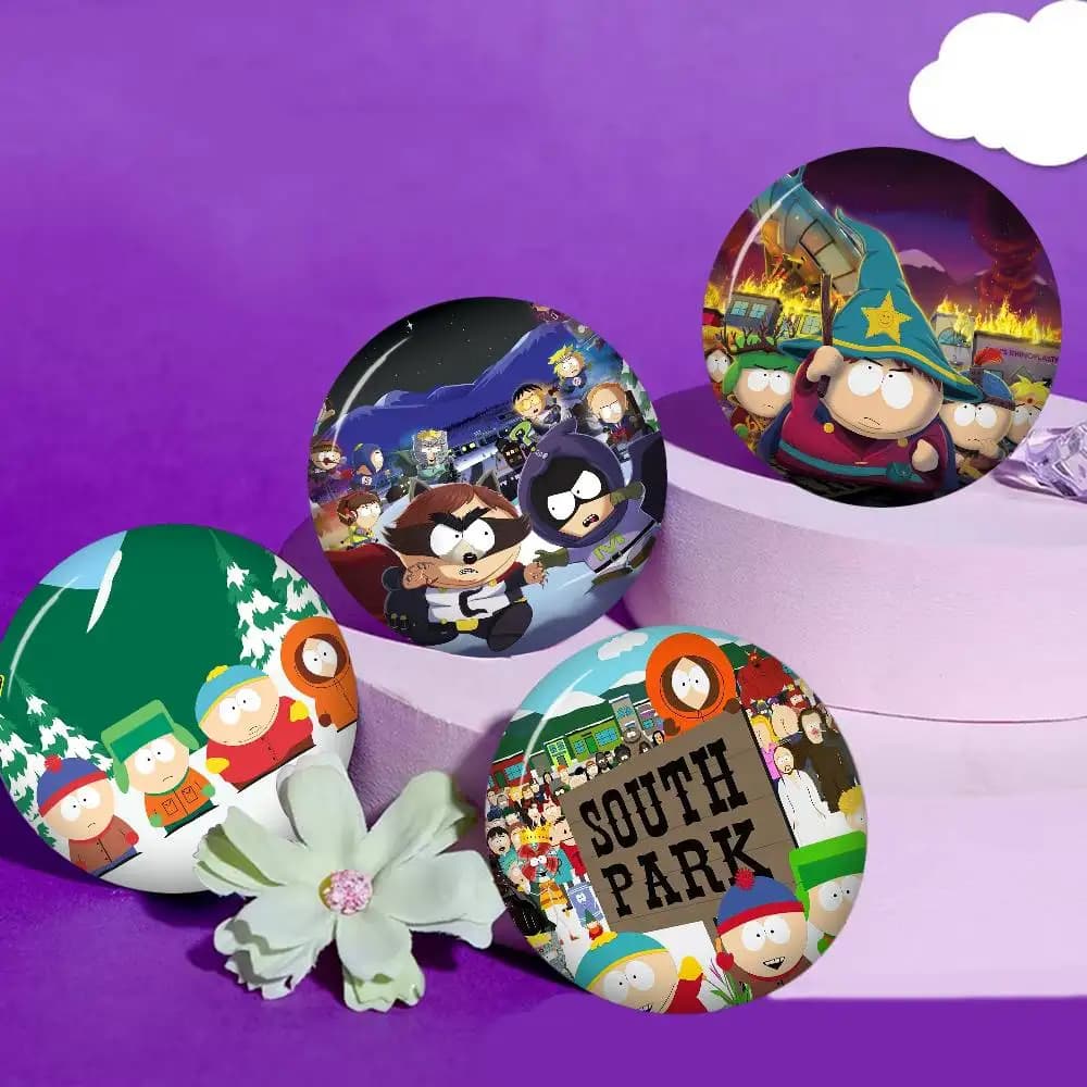 Spilla in Metallo con Bottone Morbido in Latta, Tema Parco dei Cartoni Animati S-South, Accessori Personalizzati per Gioielli, Cappelli, Borse e Bavette