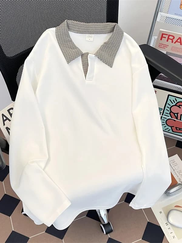 Casual Long Sleeve Neck T-Shirt for Men Spring Autumn Versatile Loose Fit Breathable Skin-friendly Fashionable Collar De...