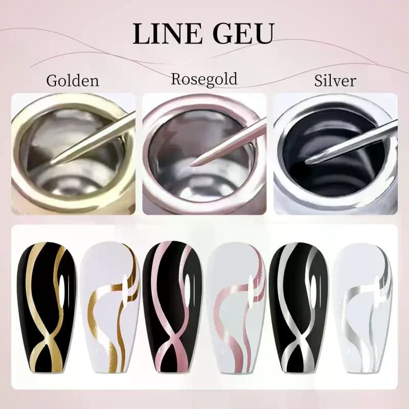 Smalto Gel per Unghie Effetto Metallico Oro e Argento, Effetto Specchio Cromato Super Brillante, Gel Semi-Permanente UV LED per French Manicure