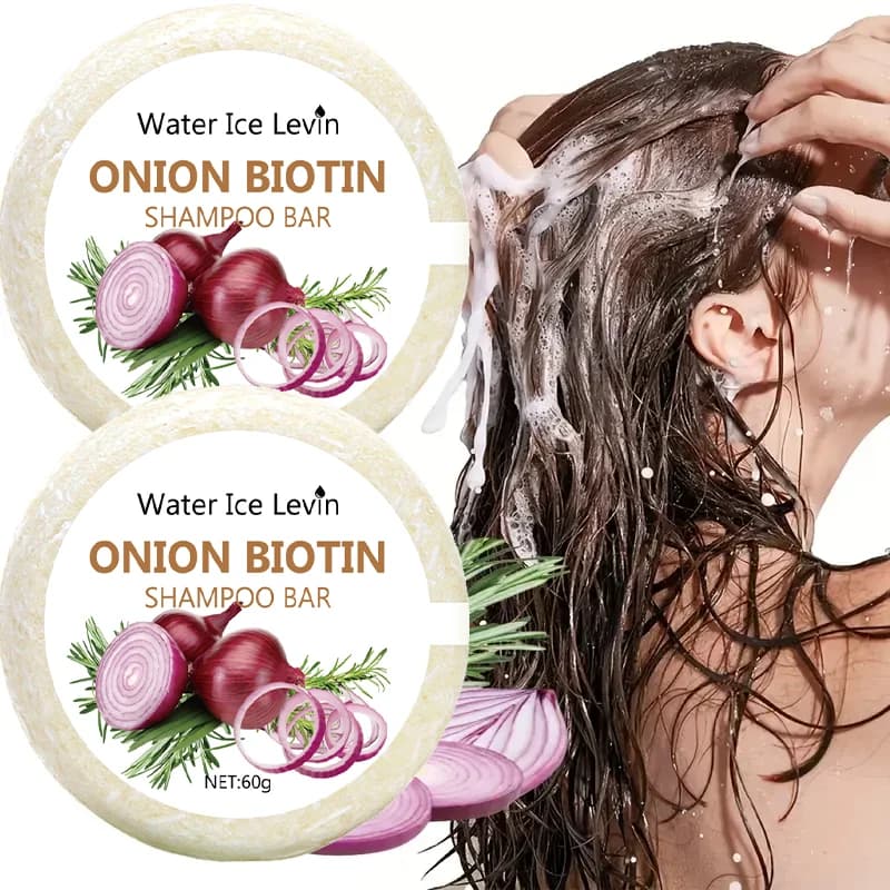 Shampoo Solido alla Cipolla e Biotina. Estratti di Rosmarino e Cipolla con Biotina. Nutrimento del Cuoio Capelluto e Forza dei Capelli Barretta Naturale Pura da 60g