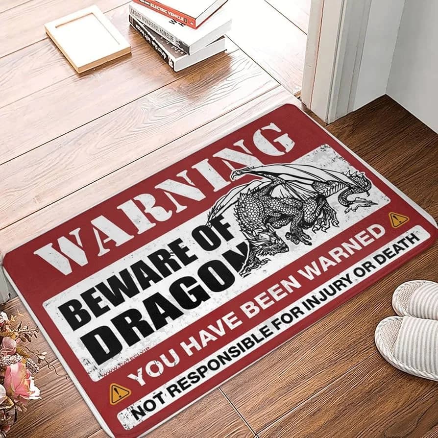 Door Carpet with Custom Warning Message, Entrance Decoration, Living Room, Corridor, Anti-slip Carpet for Home Decoration