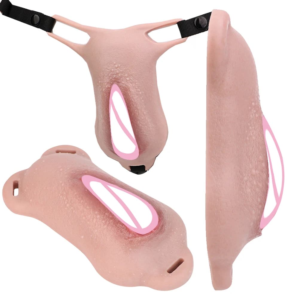 ANOSX Concealed Silicone Chastity Cages Cock Sleeve Flesh Penis Cages Dildo Cover For Men Daily Wear Clitoris Pants Sex Toys