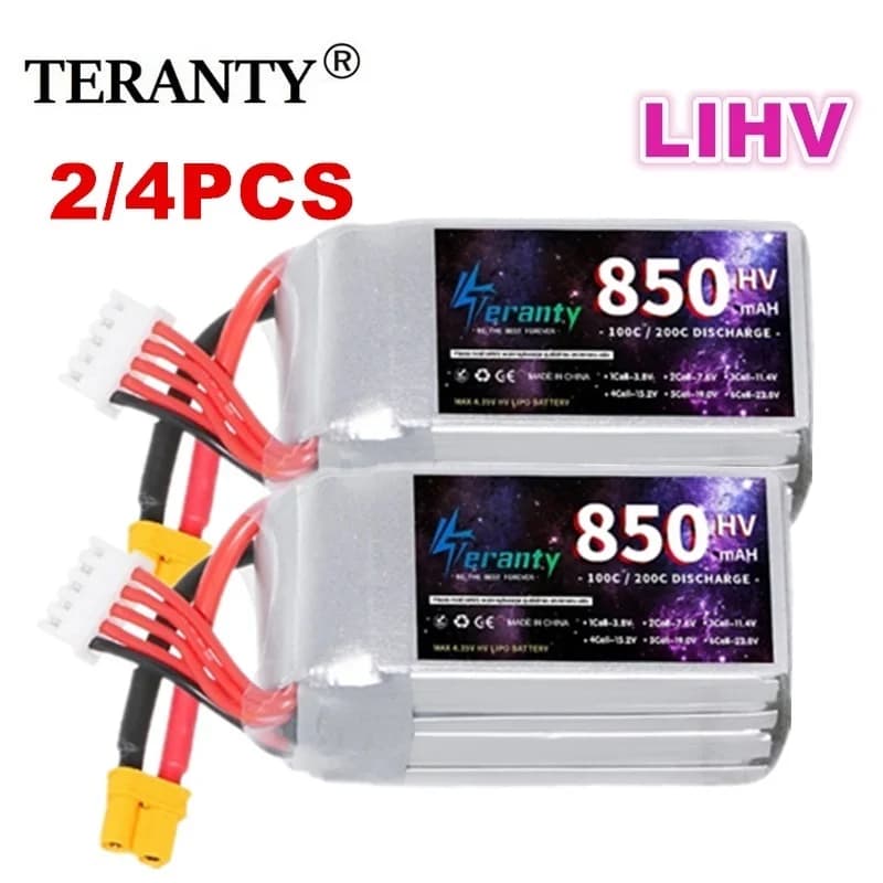 2/4PCS TERANTY 4S Lipo Batteria 15.2V 850mAh 100C HV Con Spina XT30 Per RC FPV Drone Quadcopter Elicottero Aereo