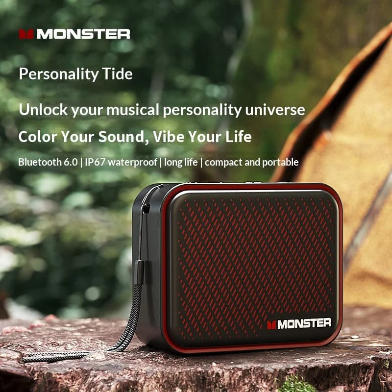Monster DS01 Portable Bluetooth 6.0 Speaker, IP67 Waterproof, Long Battery, Hi-Fi Mini Subwoofer