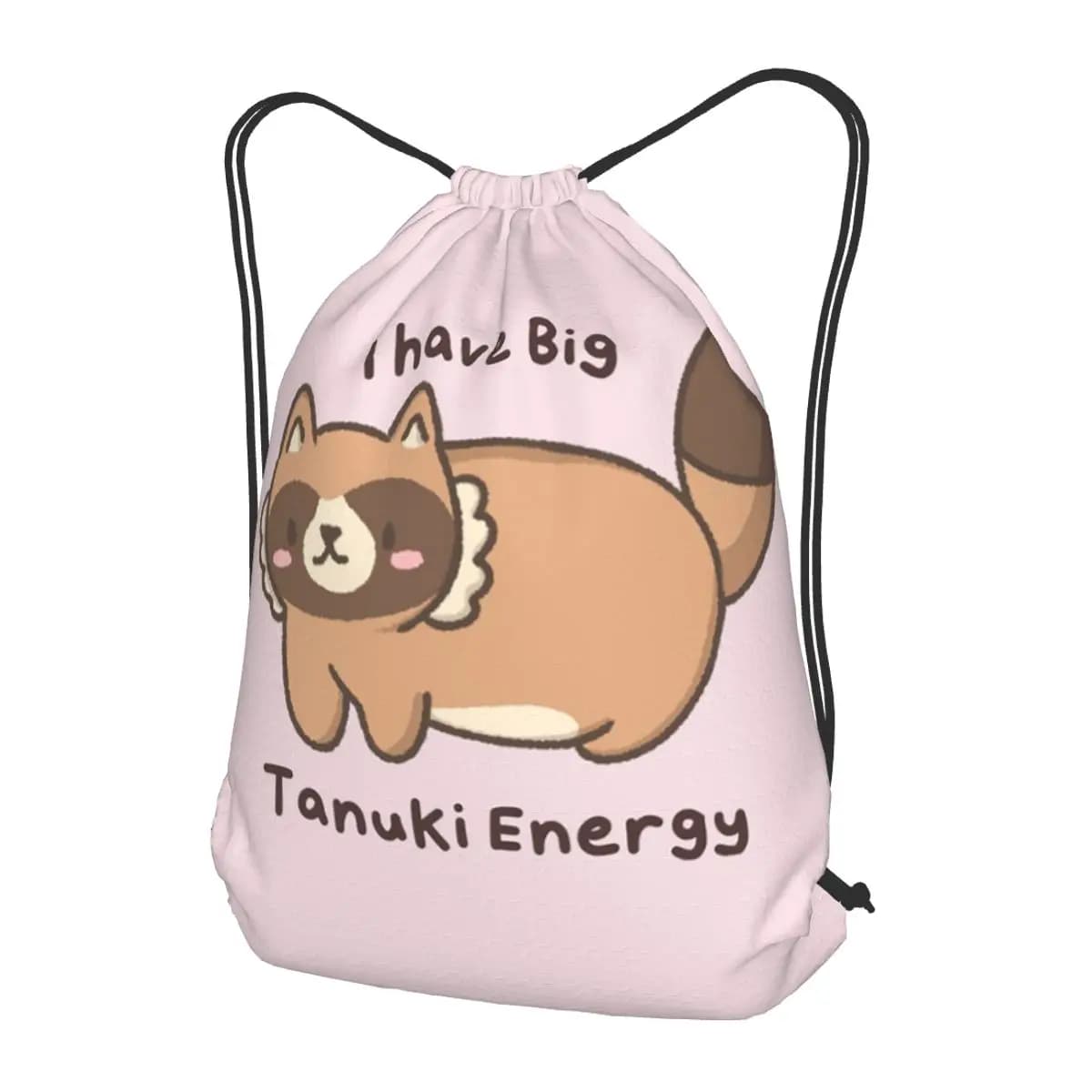 I Have Big Tanuki Energy Backpacks Multi-function Drawstring Bundle Pocket Sports Bag Book Bags for Man Woman School