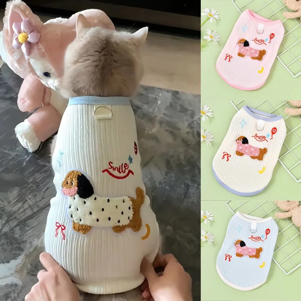 Small Cat Vest Undershirt Breathable Soft Puppy Clothes Summer Cute Cat Clothes for Small Dog Vest Pet Supplies with Hook