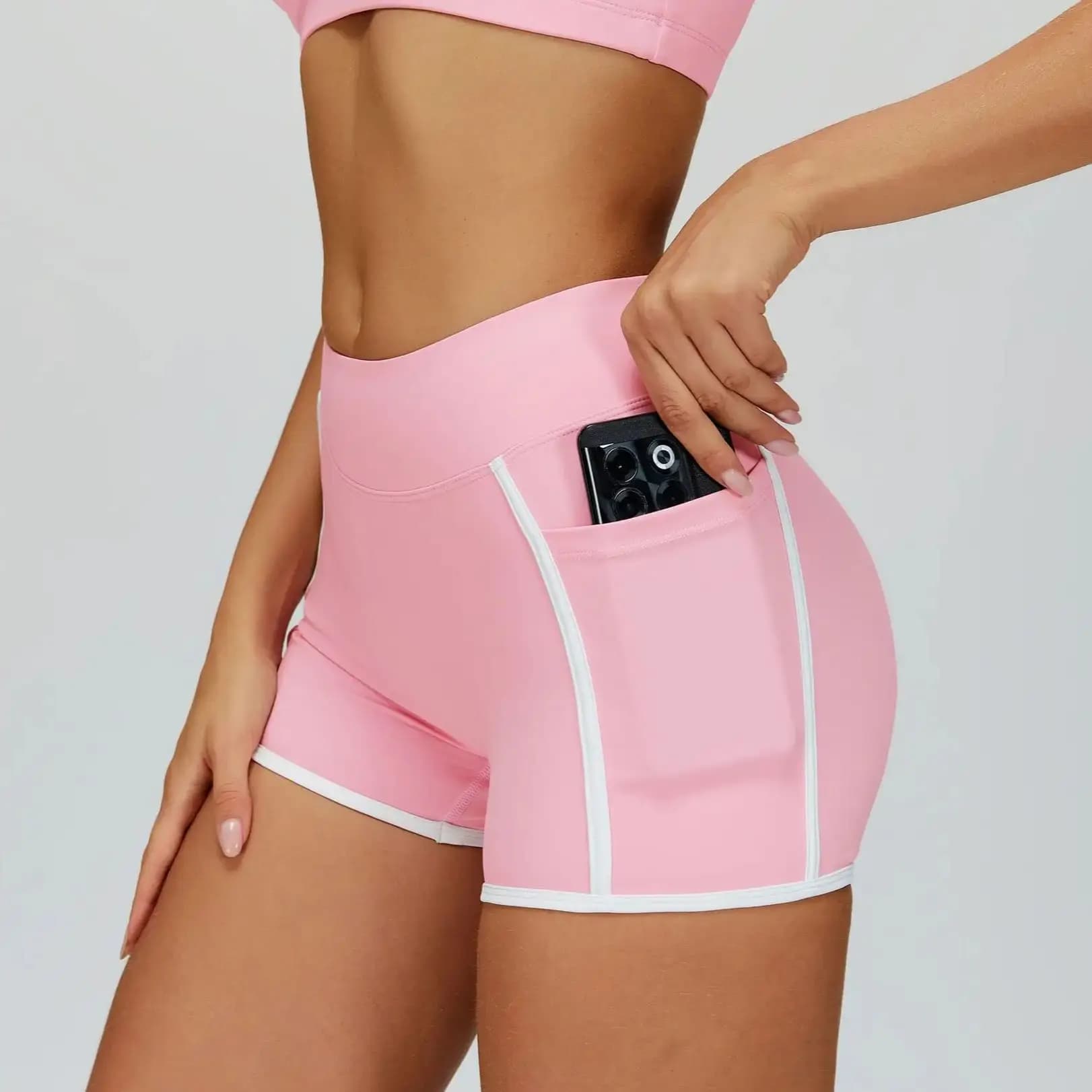 Pantaloncini Sportivi da Corsa Ningyu da Donna con Tasche, Vita Alta, Effetto Push-Up, Leggings da Palestra, Pantaloncini da Ciclismo Slim Fit, Pantaloncini da Yoga