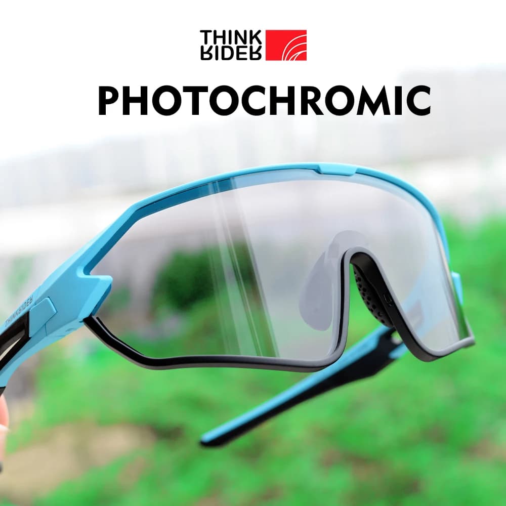 ThinkRider Occhiali da ciclismo con montatura bicolore Occhiali da bici da strada MTB fotocromatici Protezione UV400 Occhiali da sole Sport ultraleggeri sicuri