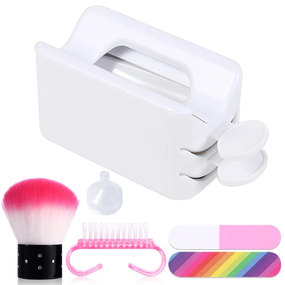 LINMANDA Dust Recycling Tray With Cleaning Kit Nail Strass Glitter Pearl Tool for Recycling Saving Nail Tech Must Have