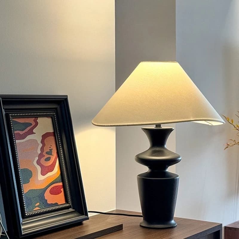 Nuova lampada da comodino per camera da letto con lampada da scrivania in tessuto cinese in legno massello