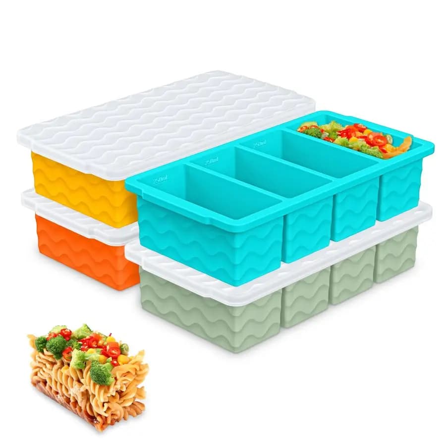 Vassoio per congelatore per zuppa con coperchio Contenitore per zuppa da 1 tazza Vassoi per cubetti di ghiaccio stile cubo per congelatore, Preparazione dei pasti Amp Conservazione degli alimenti, Congelare 250