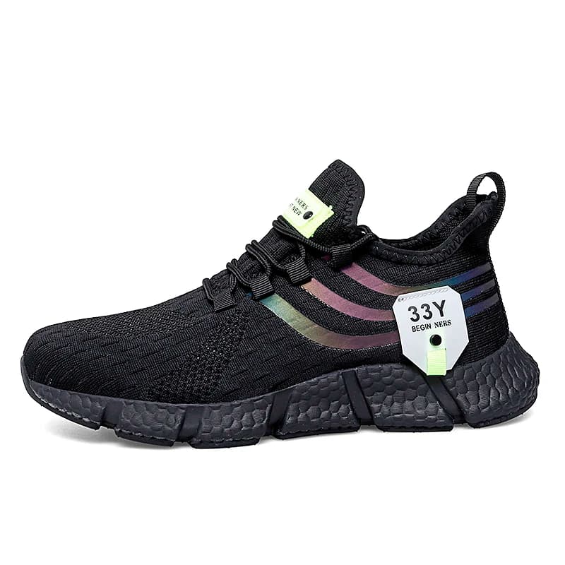 Scarpe sportive casual da uomo Sneakers leggere e traspiranti Scarpe da corsa nere in mesh per esterni Scarpe da passeggio per tennis da jogging atletiche