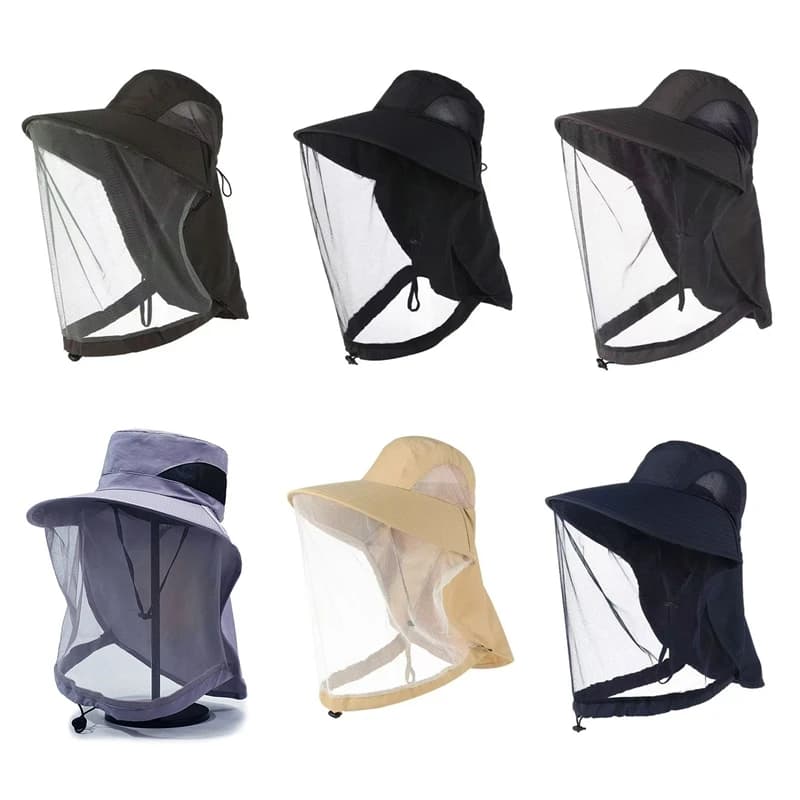 Cappello sportivo anti-UV Cappello protettivo per insetti da pesca Cappello a rete traspirante a rete intera Cappello da escursionismo da campeggio Cappello unisex regolabile