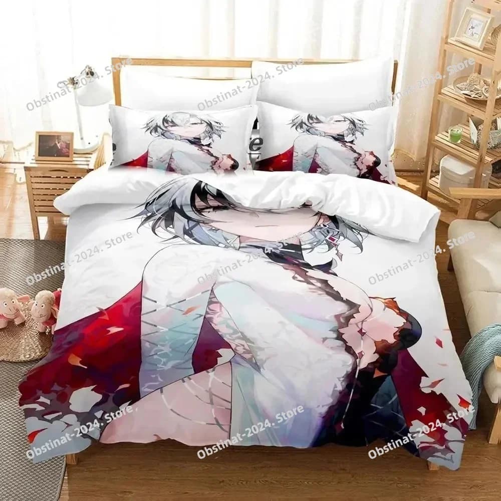 Anime Genshin Impact Arlecchino Set biancheria da letto Copripiumino Set letto Copripiumino Federa Trapunte King Queen Size Ragazzi Adulti