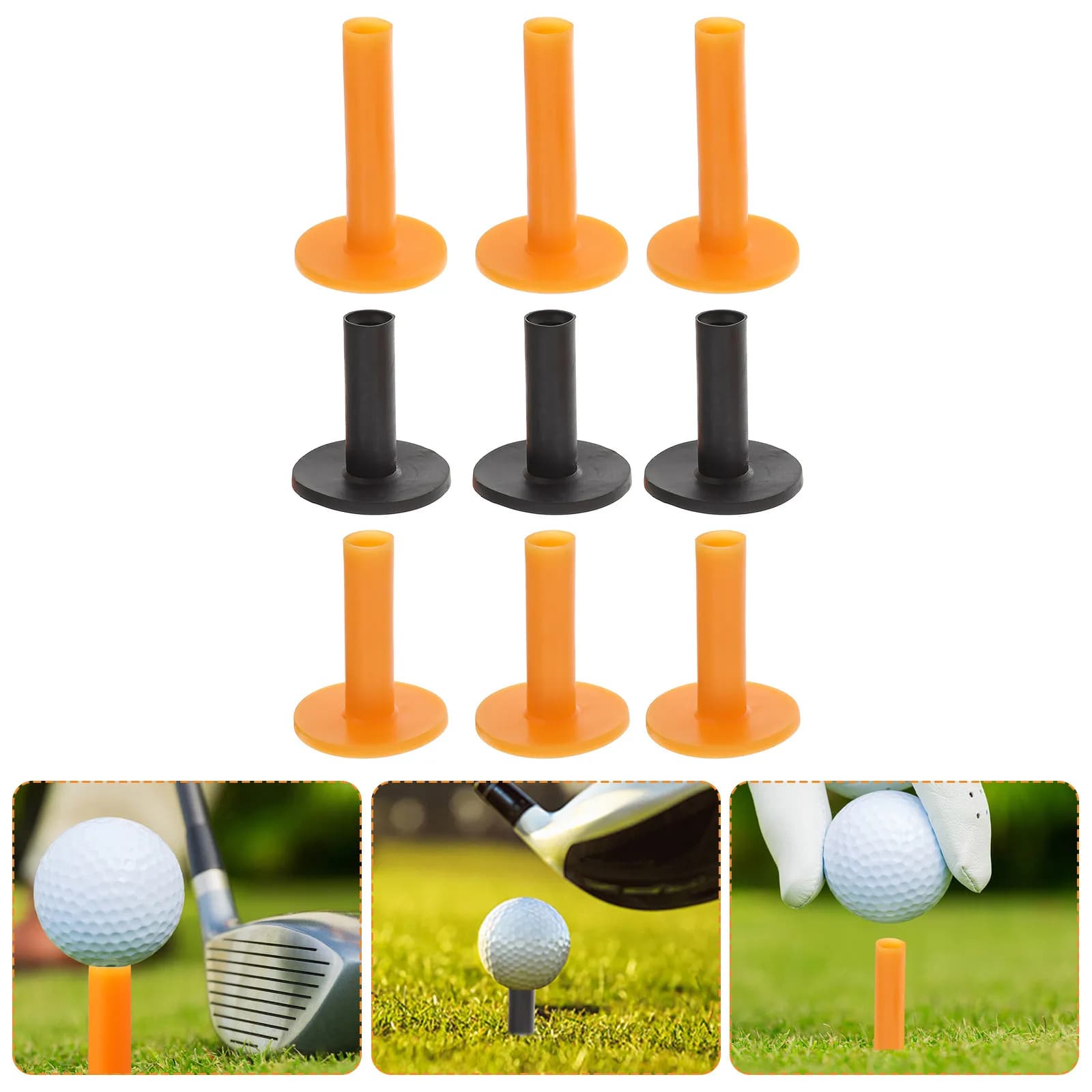 Set di 9 Tee da Golf in Gomma, Robusti e Portatili, Accessori per Tappetini da Allenamento Indoor, Forniture per Golf