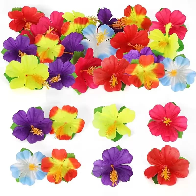 50 pezzi 11 cm fiori di ibisco artificiale fiori di seta per la festa estiva alle Hawaii decorazione da tavolo forniture per feste di nozze a casa