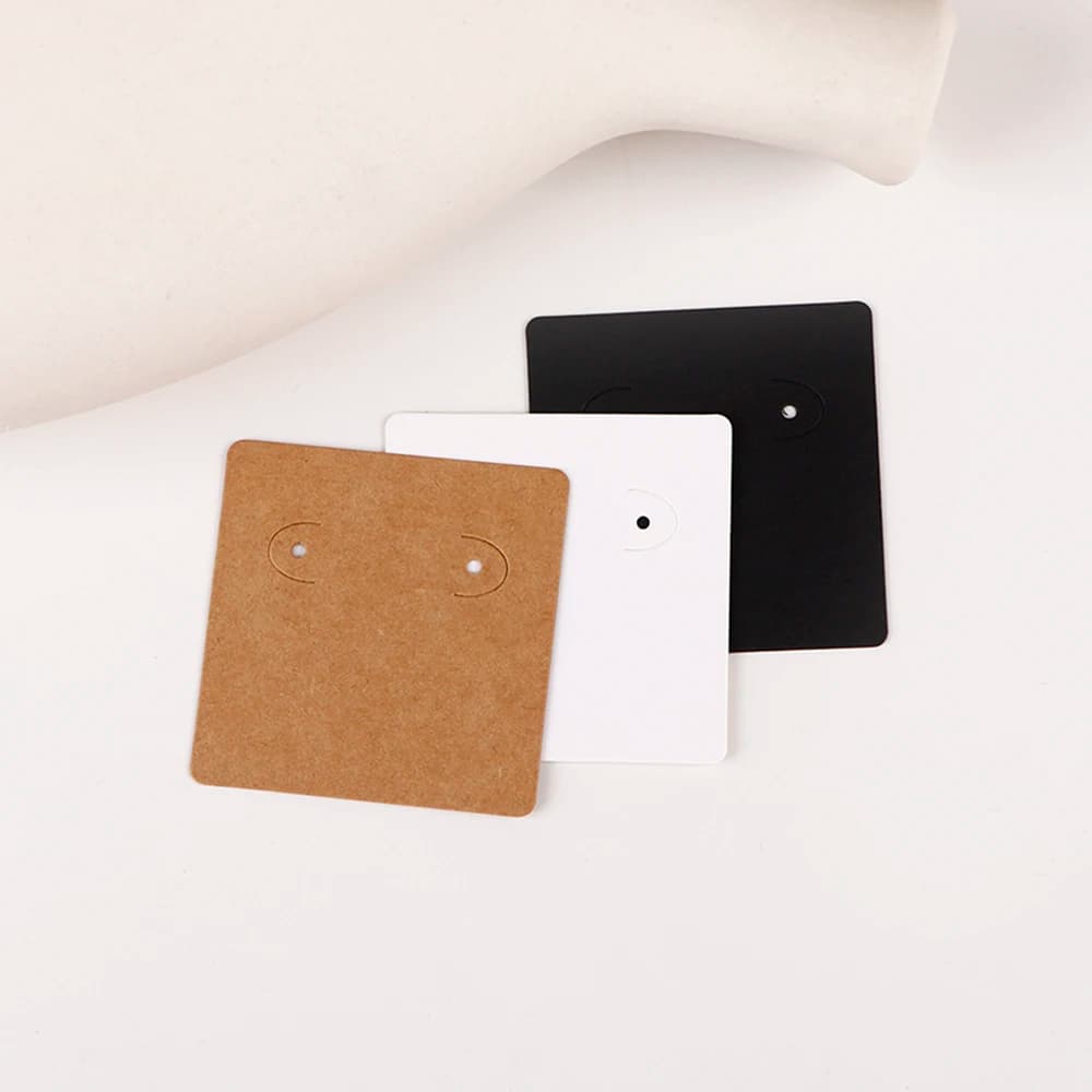 50 pcs 5x5cm Earrings Jewelry Display Paper Card Kraft Tag With Or Without Bags Wholesale Packing DIY Accessories Handmade