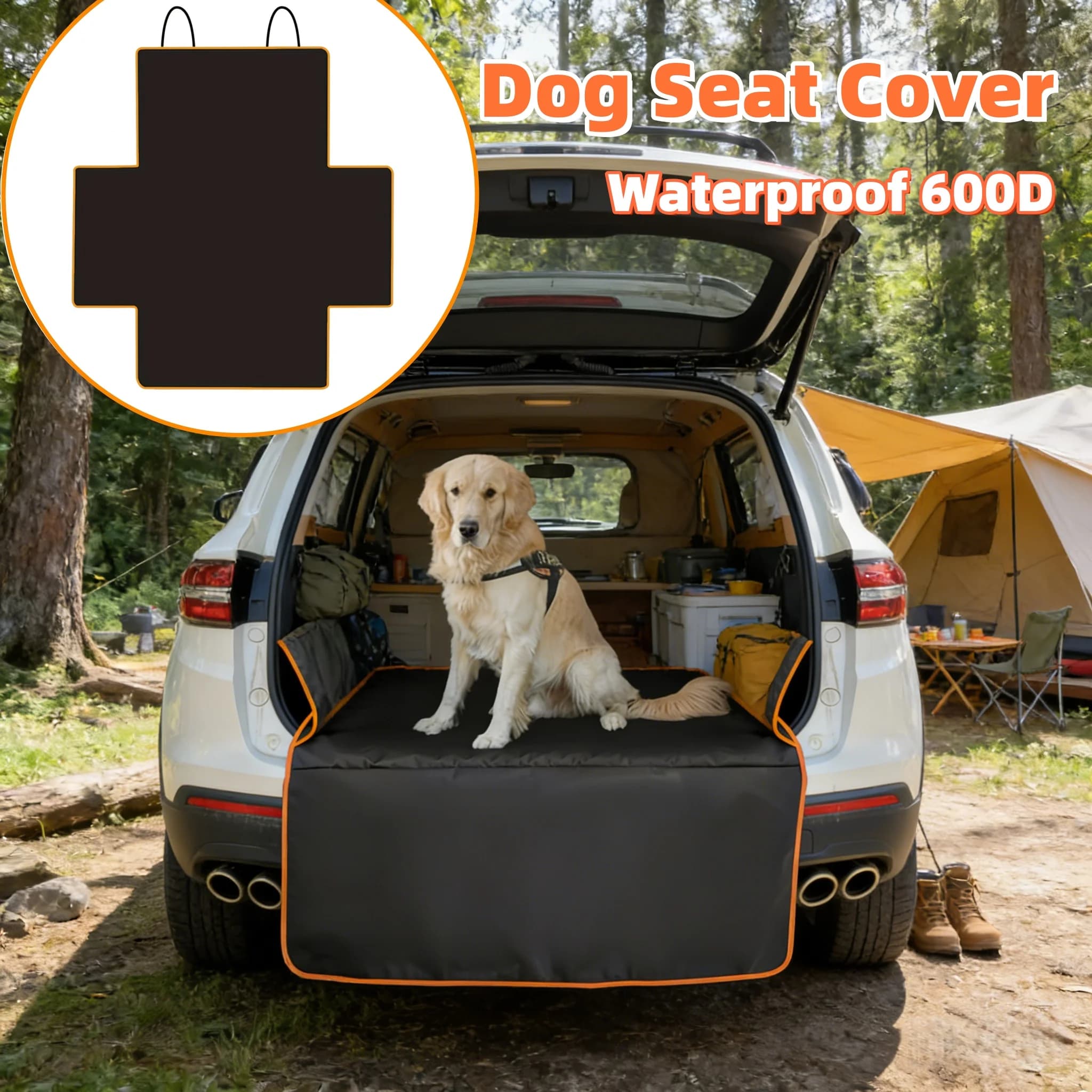 Telo Coprisedile Auto per Cani in Tessuto Oxford, Impermeabile 600D, Tappetino Trasporto Animali Domestici, Rivestimento Bagagliaio Auto, Accessori per SUV e Auto