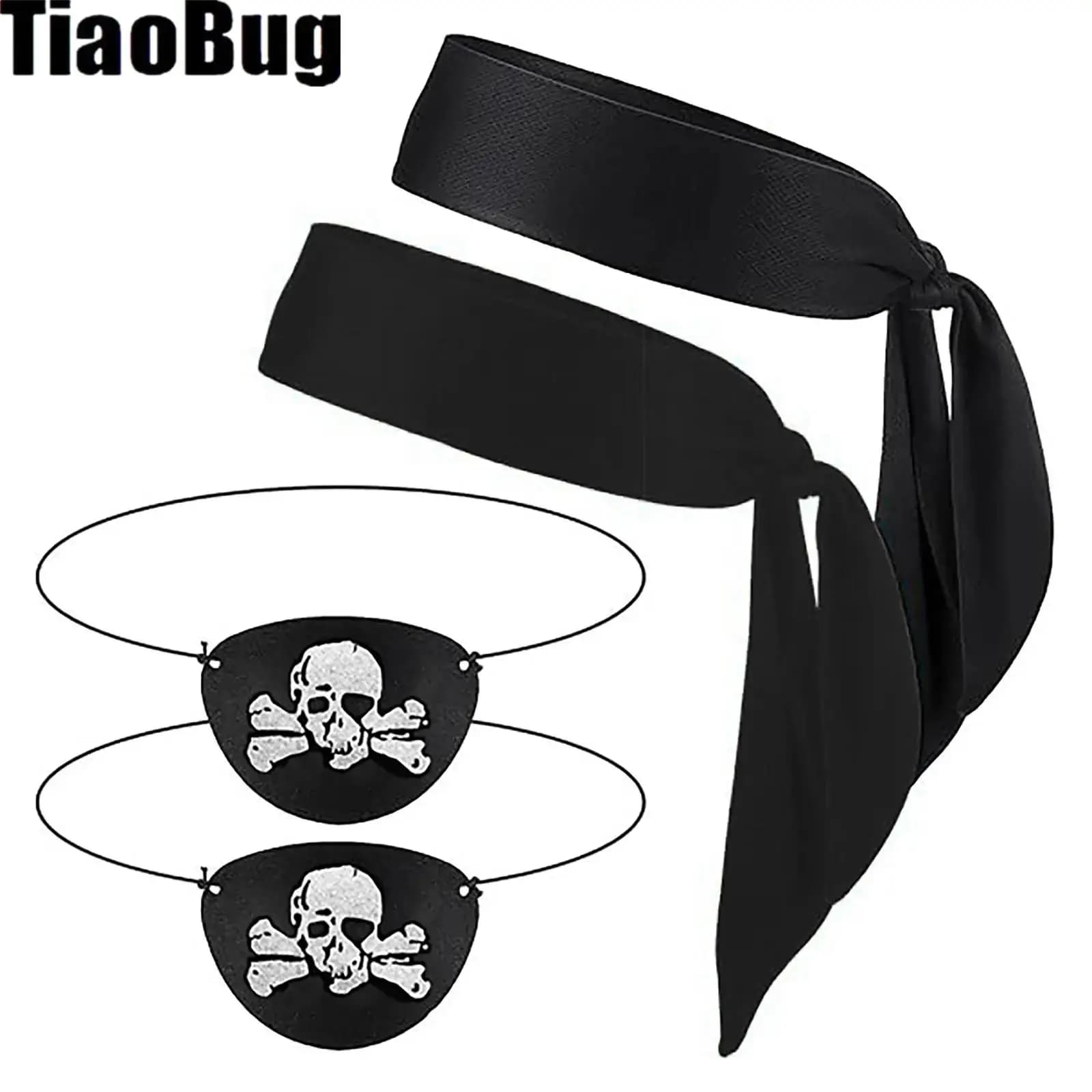 Pirate Accessories Party Sets Pirate Headband Costume Supplies Head Scarf Eye Patches for Halloween Cosplay Party