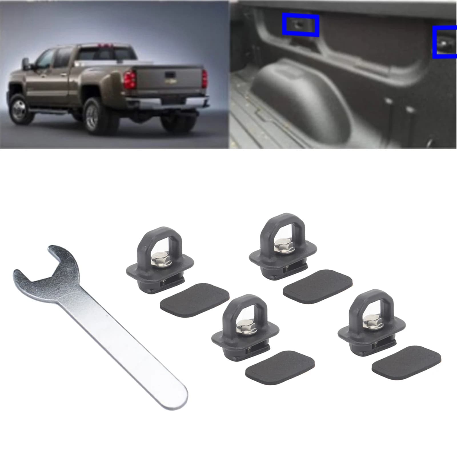 Ancoraggi per legare il letto del camion Anelli per ganci retrattili in metallo nero Parti di rivestimento Accessorio per camion pesante per Chevy Silverado