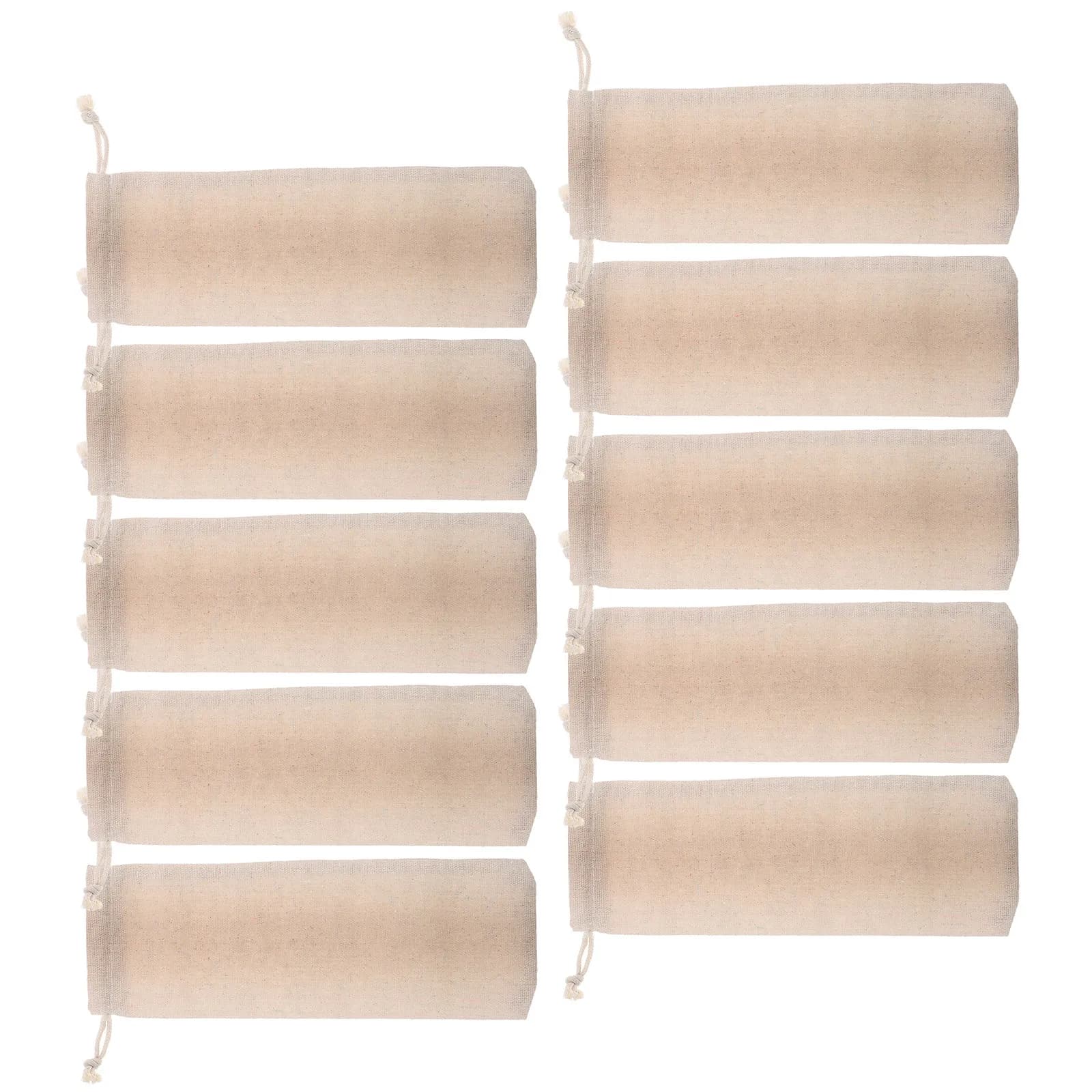 10 Pezzi Sacchetto in Cotone e Lino con Coulisse, Custodia Portatile per Cannucce Riutilizzabili in Acciaio Inossidabile e Posate (Forchette)