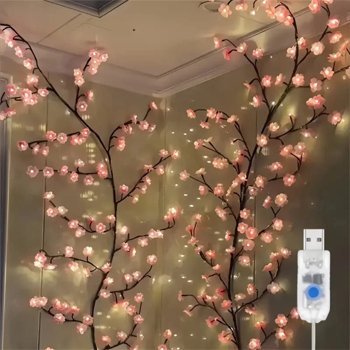 Luci a Ramo di Ciliegio con 96 LED USB, Lampada a Stringa Colorata con 8 Modalità per San Valentino, Natale, Matrimoni, Camera da Letto