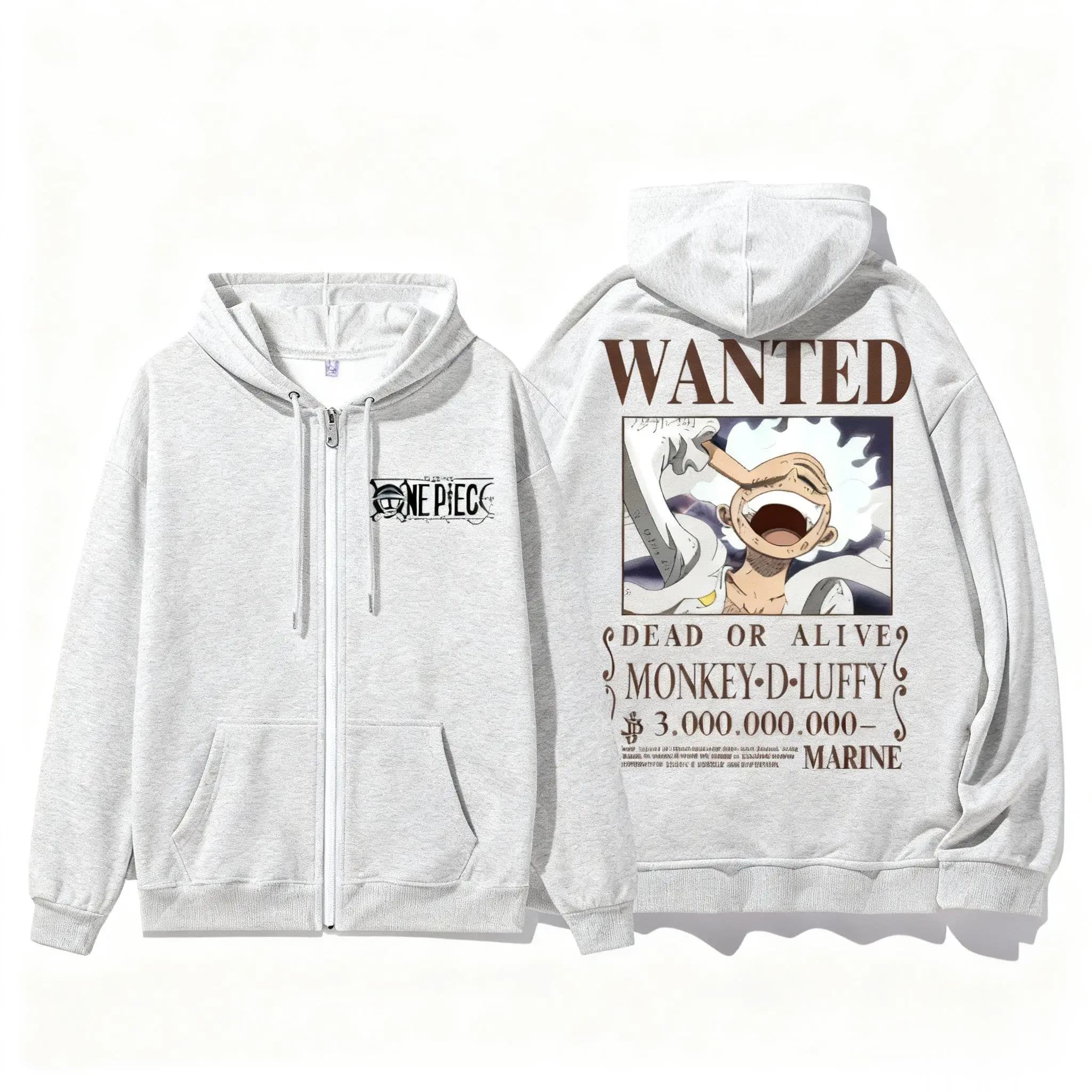 Felpa con cappuccio Anime One Piece Rufy Wanted Stampa Nuove donne degli uomini Casual Streetwear Felpa con cappuccio con zip Cosplay Pullover Inverno Nuovo