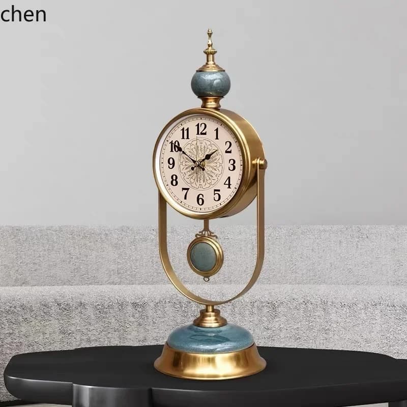 DSA Desk Clock Ornament For Home Living Room, Vintage Clock, Creative Desktop Pendulum Clock