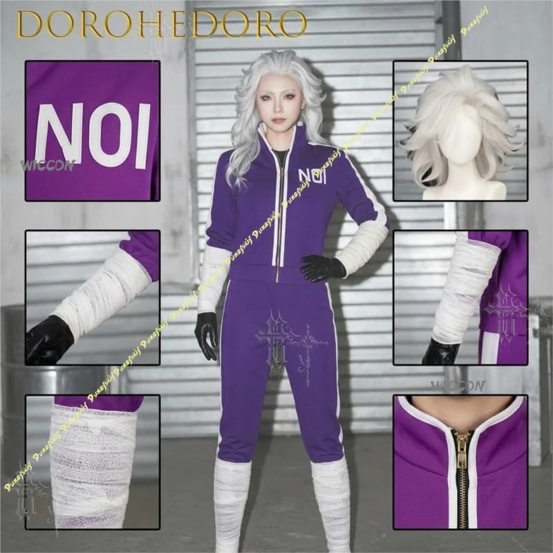 NOI Cosplay Costume Anime Dorohedoro Purple Sportswear with Free Bandage Multicharacter Style Suitable for Daily Wear Halloween