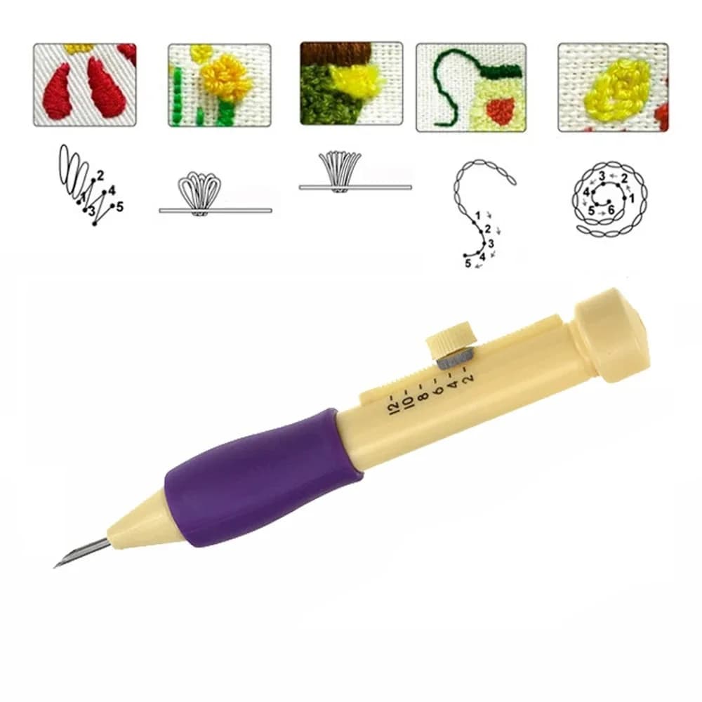 Magic Embroidery Pen Embroidery Needle Weaving Tool Fancy Silica Gel 1Embroidery Pen+4Needles For Embroidery