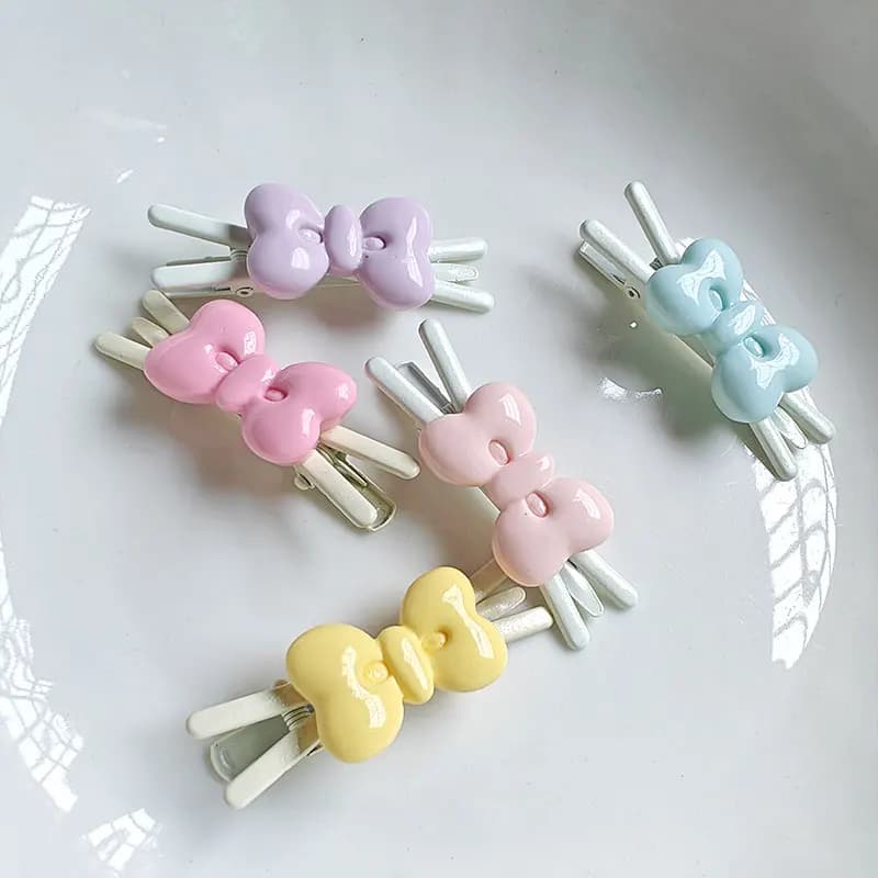 Hair clip with cute bow 5 colors Anti-slip duck beak hatch Stylish side clasp for girls Fashion hair accessories Y2k tight seal