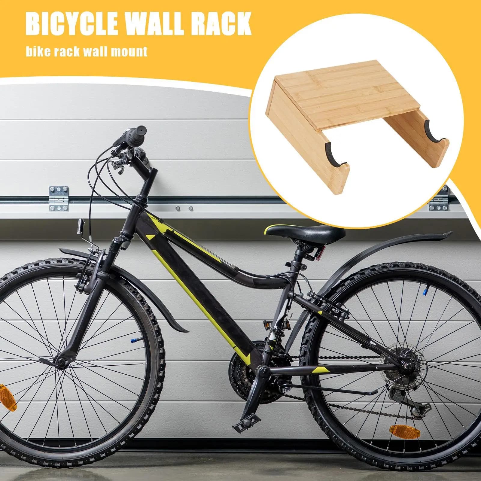 Wall bracket for bicycles, horizontal organizer for interior, bike wall holder for road bike, mountain bike, hybrid, helmets, garage, apartment