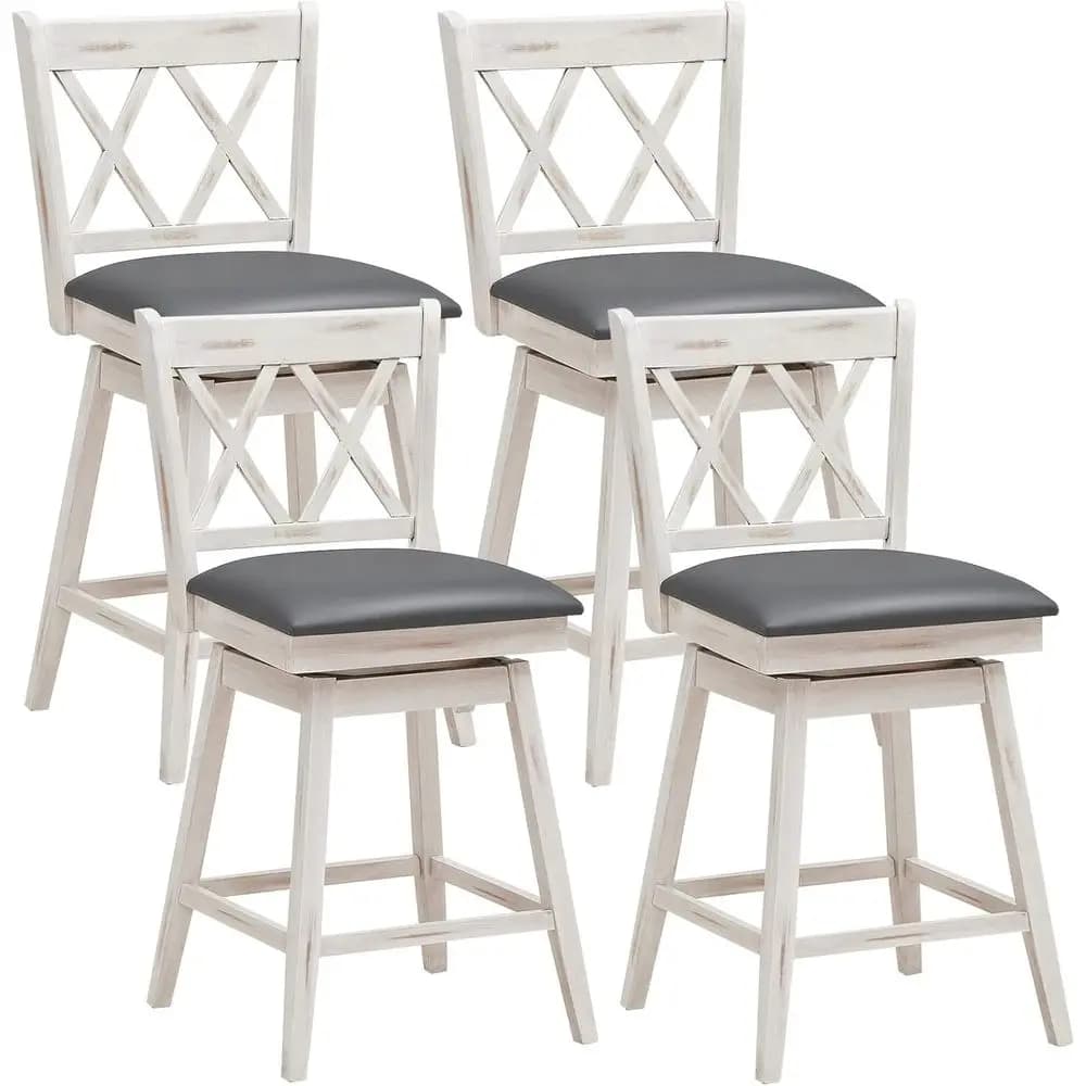 Set di sgabelli da bar o 4, 360 ° Sgabello da bar girevole da 25 pollici con poggiapiedi, cuscino imbottito e schienale ergonomico, robusto ed elegante