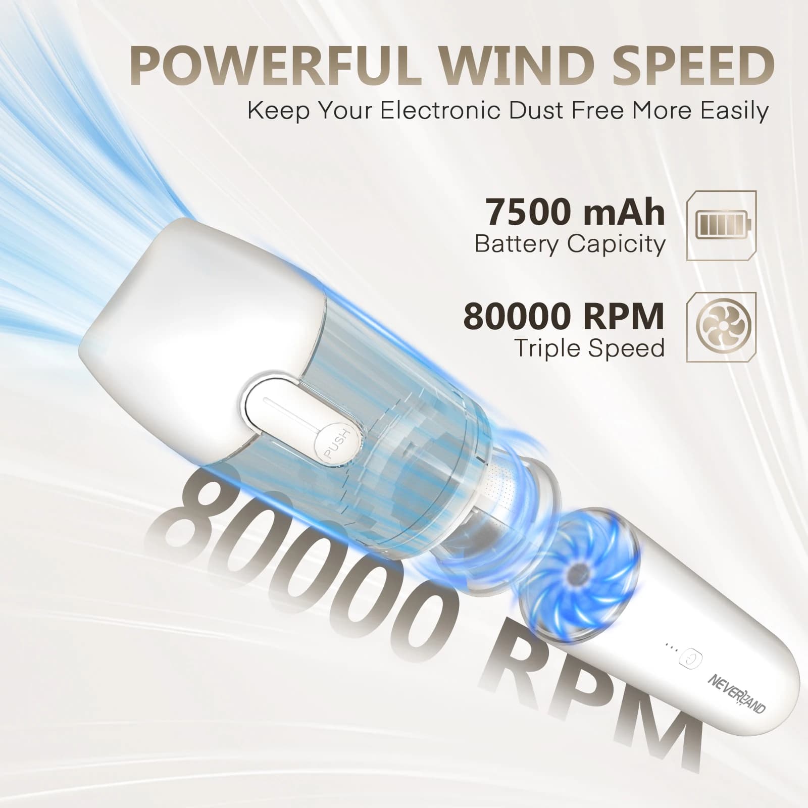 18KPA Mini Aspirapolvere per auto Senza fili Forte aspirazione Tenuto in mano Aspirapolvere portatile Spolverino per elettrodomestico per auto