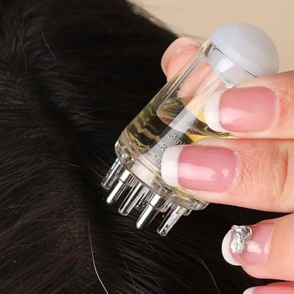 Applicatore per Cuoio Capelluto con Pettine Liquido Portatile, Mini Pettini Massaggianti, Massaggiatore Guida Fluido per Oli Essenziali, Strumenti Anti-Caduta Capelli per la Cura della Testa