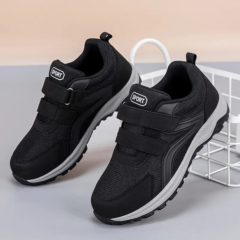 Scarpe per Diabetici Uomo Donna, Comode Scarpe da Passeggio per Anziani e Piedi Gonfi, Sneakers Ortopediche Regolabili con Doppio Cinturino a Strappo