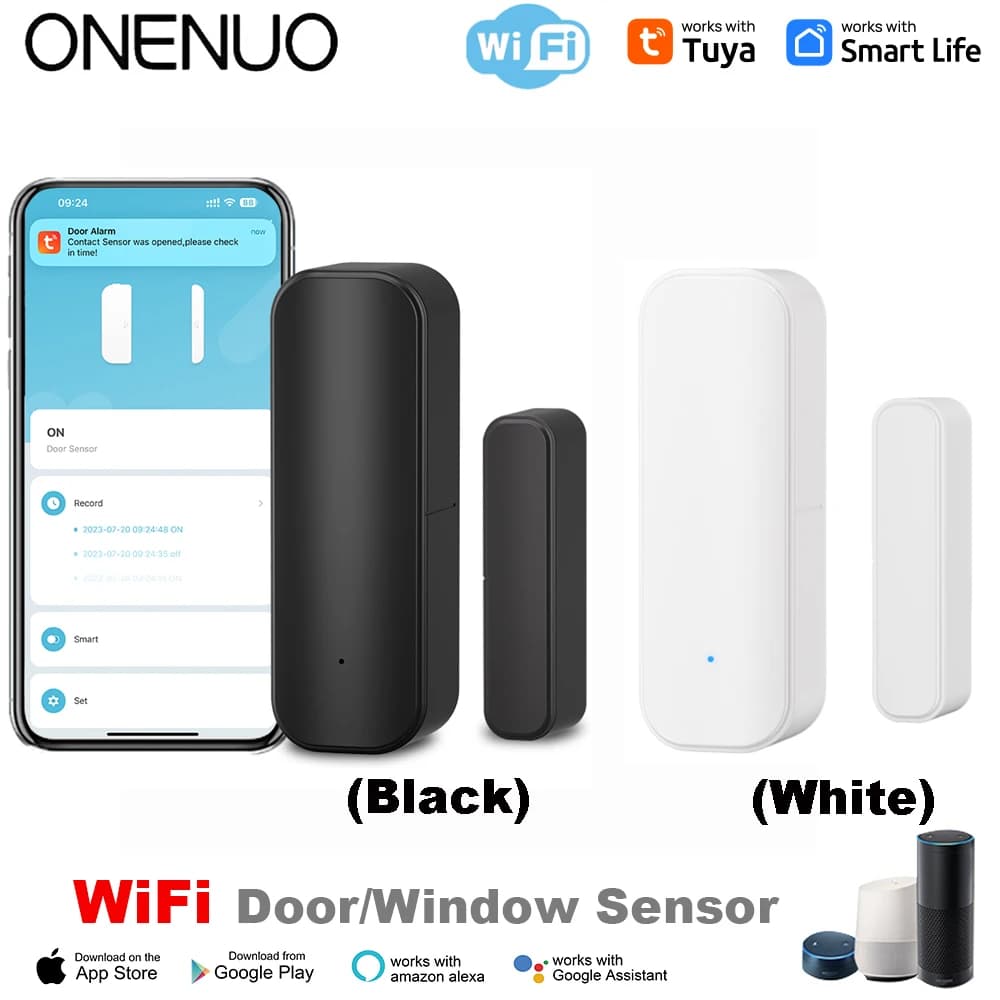 Sensore porta WiFi Tuya e rilevatore sensore magnetico per finestra Smart Life Sensore porta domestica wireless Il colore bianco o nero potrebbe scegliere