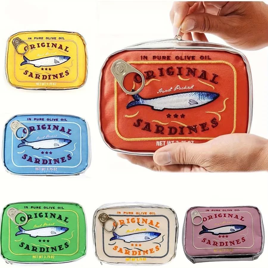 Cute Sardine Cosmetic Bag, Travel Cosmetic Bag, Waterproof Wash Bag, Accessory Storage Bag, Good Gift for Holiday