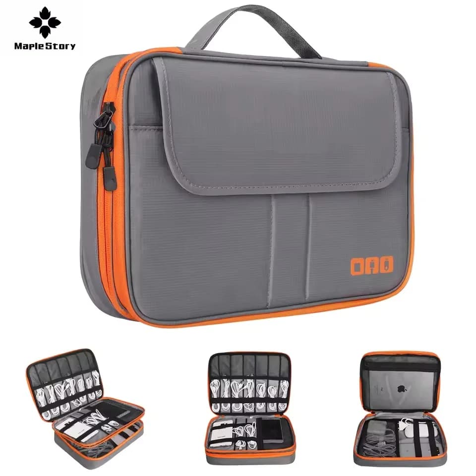 Travel Double Layer Digital Storage Pouch Charger USB Data Cable Bag Organizer Waterproof Electronic Accessory Cable Storage Bag