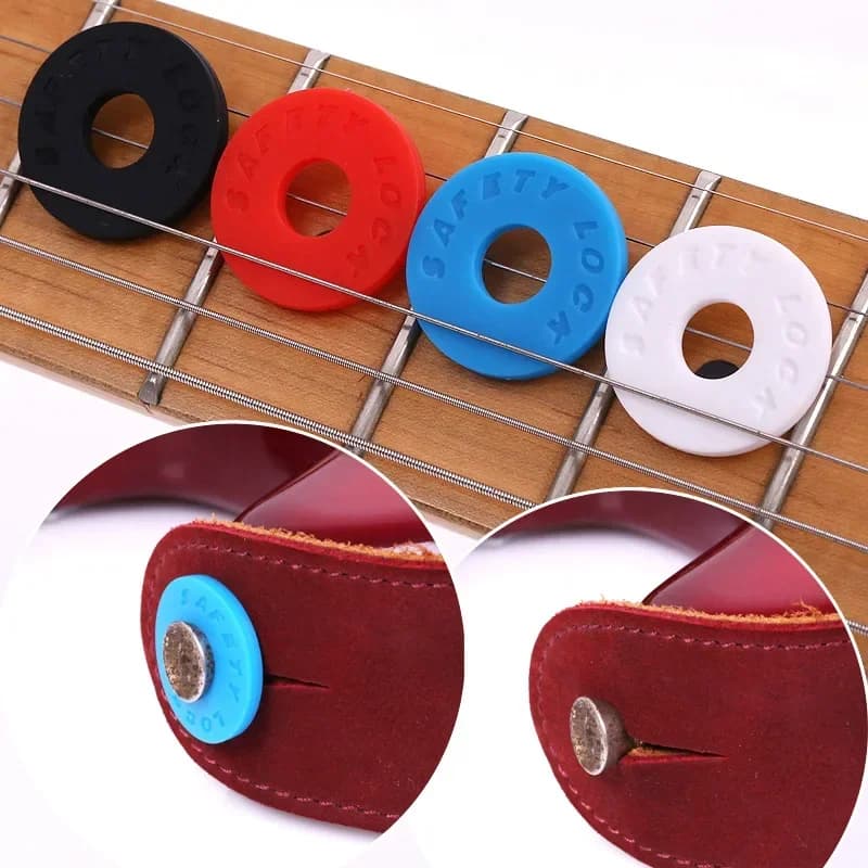 1PC Blocco tracolla per chitarra Accessori per chitarra Serrature per tracolla per chitarra elettrica in legno Blocchi con fibbia Parti per basso in materiale di gomma
