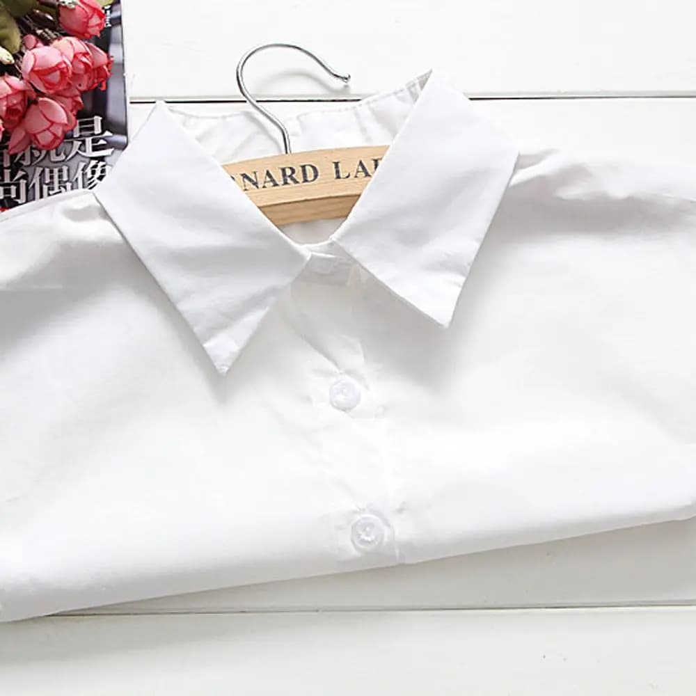 Camicetta da donna tinta unita con colletto finto in pizzo staccabile, accessori per abbigliamento