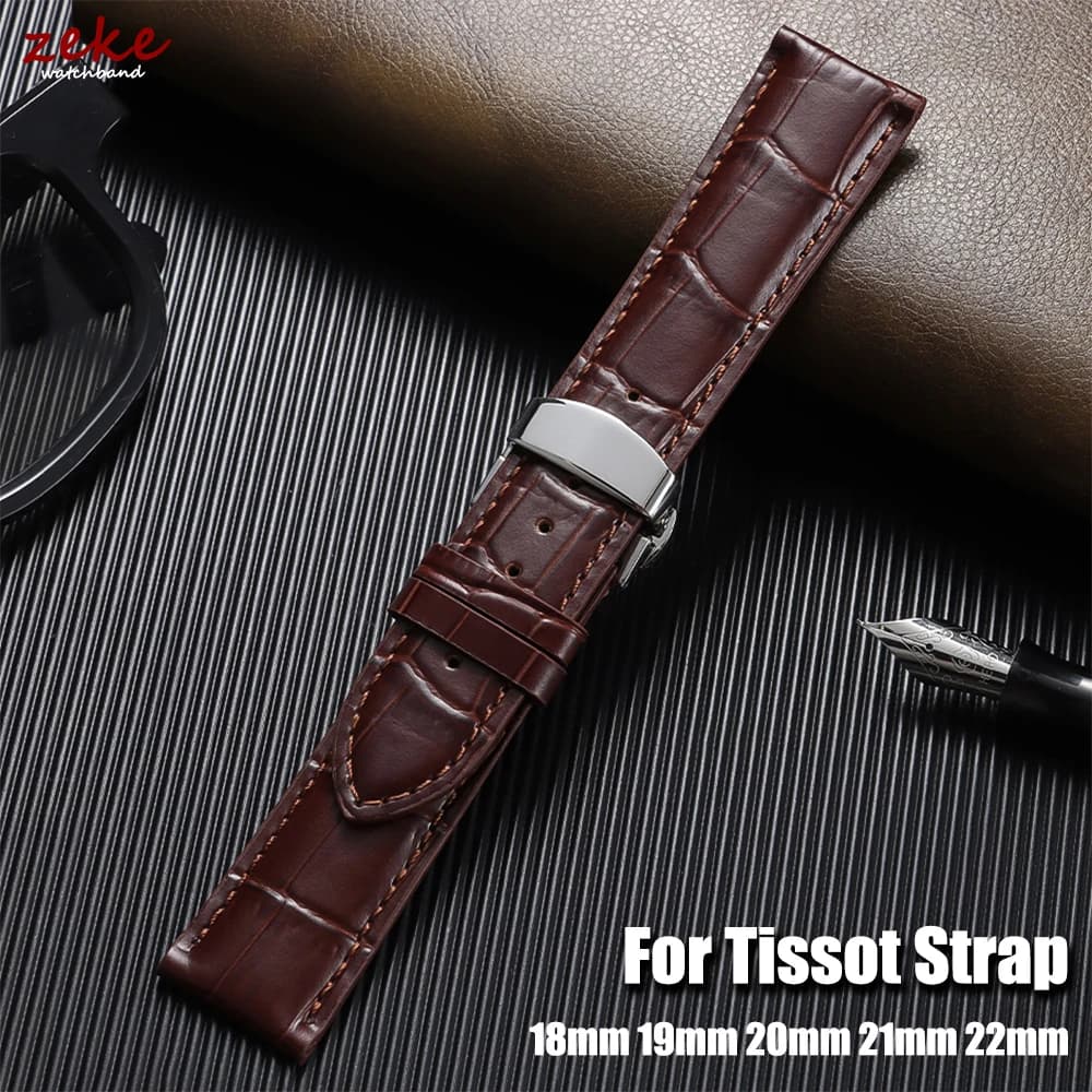 Cinturino per Orologio in Vera Pelle di Vitello con Chiusura a Farfalla per Tissot 18/19/20/21/22mm, Morbido Cinturino Sostitutivo per Uomo e Donna