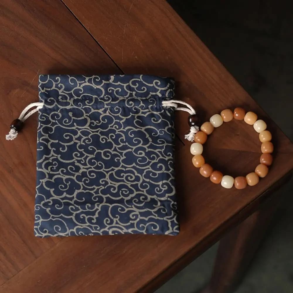 Washable Linen-cotton Jewelry Storage Bag Chinese Style Dustproof Bracelet Bead Bag Portable Cord Pull Bag Bead