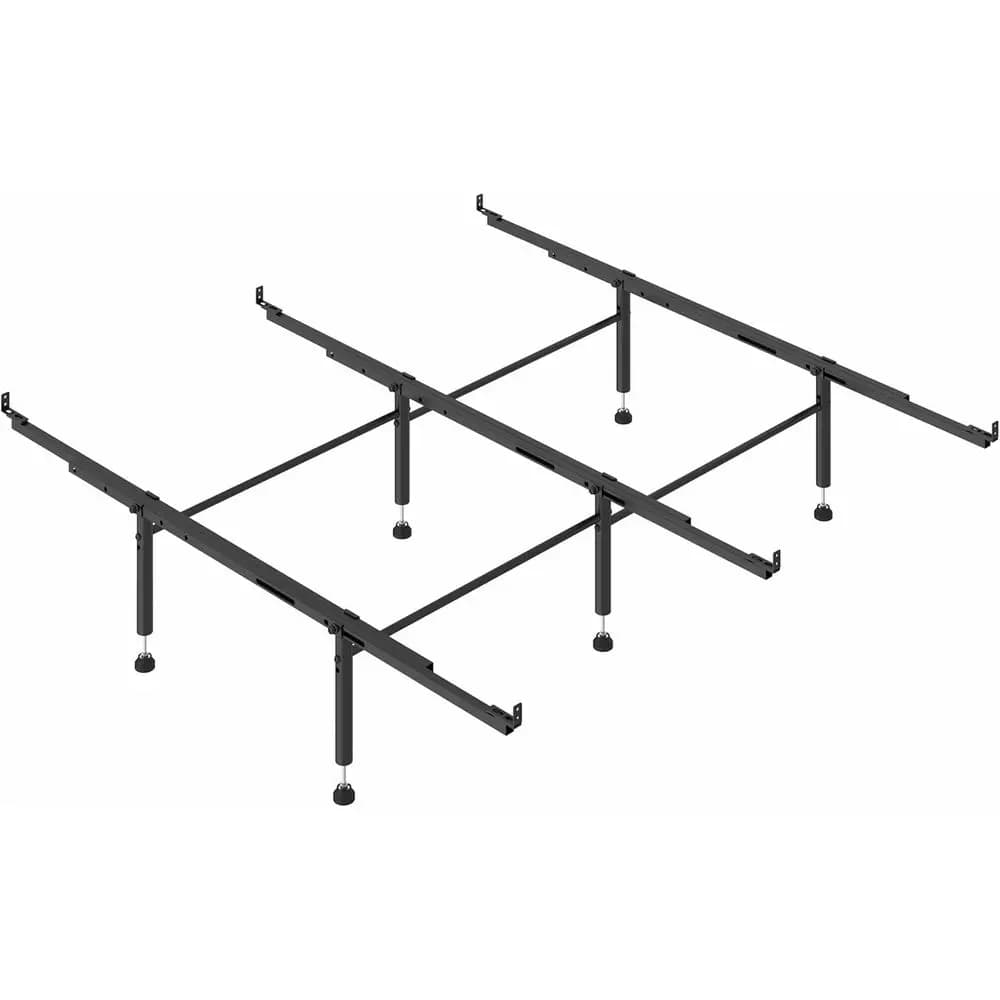 Struttura letto regolabile a 3 binari e 6 gambe per letti matrimoniali, queen, king e California King - Metallo/Legno/Tappezzato